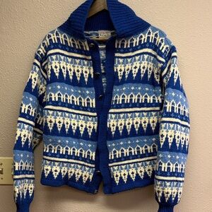 Blue and White Patterned Cardigan